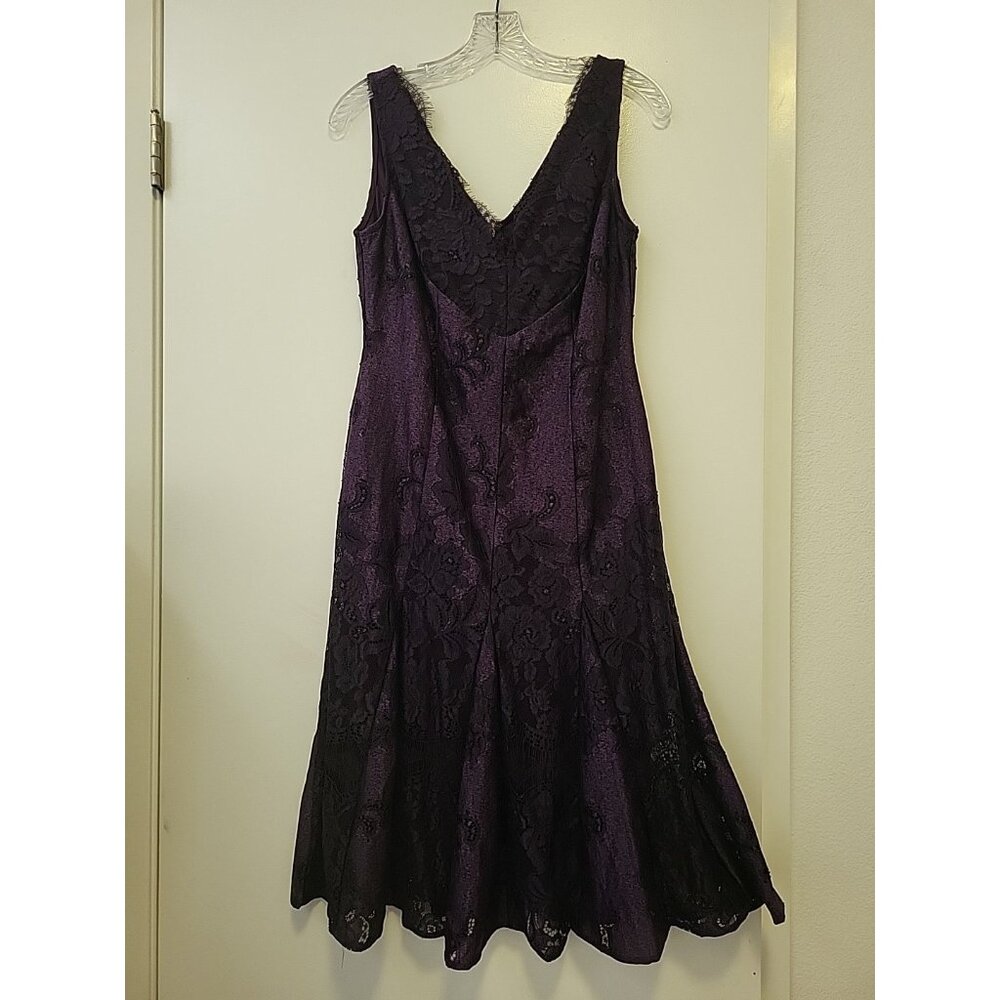 DKNY Women's Lace Sleeveless Dress Whimsy Goth Purple Black Size 6‎ NWT
